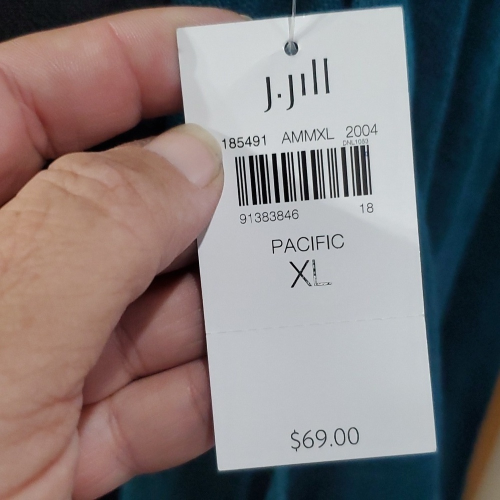 J Jill nwt linen cotton blend open front cardigan pacific blue - Picture 4 of 5